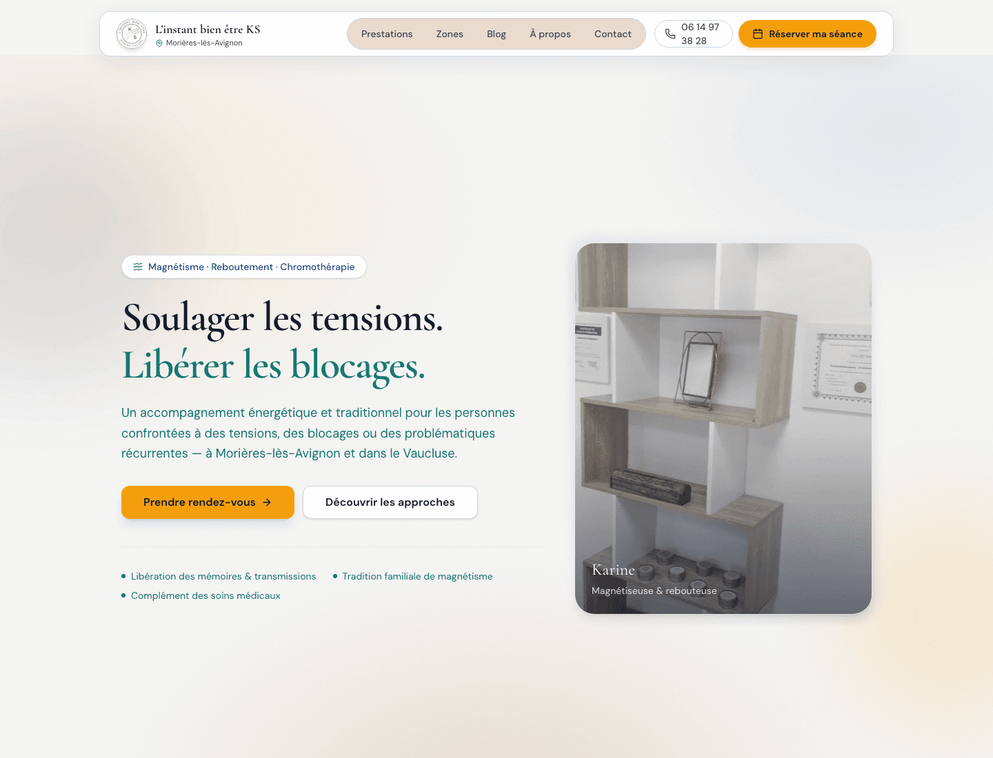 Site L'Instant Bien-être — exemple de livraison sur mesure par AMC Numérique